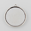 Tibetan Style Antique Silver Alloy Flat Round Pendant Cabochon Settings TIBEP-M022-23AS-1