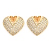 Brass Pave Clear Cubic Zirconia Stud Earrings EJEW-U005-09G-1