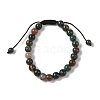 8mm Round Natural Indian Agate  Braided Bead Bracelets BJEW-C067-01B-27-2