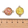 Brass Pave Synthetic Opal Flat Round Connector Charms KK-A239-05G-3