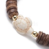 Tortoise Synthetic Turquoise & Coconut Stretch Bracelets for Women BJEW-JB10106-01-3