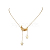 Natural Topaz Jade Chip Beads Moon Pendant Brass Cable Chain Necklaces for Women NJEW-TA00257-02-2