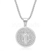 Stainless Steel Saint Benedict Necklace Exorcist Pendant Men Vintage Round Jewelry KQ8311-2-1
