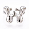 Brass Letter Open Cuff Rings for Women RJEW-G313-01W-P-1