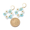 Glass Seed Braided Flower Dangle Leverback Earrings EJEW-JE04998-4