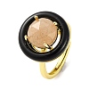 Rack Plating Round Brass Enamel Adjustable Rings RJEW-U004-01B-G-1