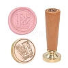 European Style Round Golden Tone Brass Letter Wax Seal Stamps PW-WG011B8-14-1