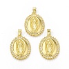 Rack Plating Brass Micro Pave Clear Cubic Zirconia Pendants KK-C011-04G-3