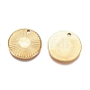 Textured Flat Round 304 Stainless Steel Pendants X-STAS-G218-06G-2