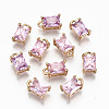 Brass Glass Rhinestone Pendants X-GLAA-S179-21G-RS-1