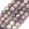 Dyed Round Natural Pink Tourmaline Beads Strands G-K089-8mm-05-2
