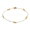 304 Stainless Steel Round Beaded Link Chain Bracelets for Women BJEW-D033-01G-1
