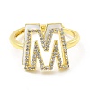 Mixed Color Enamel Initial Letter Adjustable Ring with Clear Cubic Zirconia RJEW-P045-01G-M-2