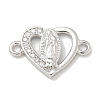 Rack Plating Brass Micro Pave Clear Cubic Zirconia Religion Heart Virgin Mary Connector Charms KK-L224-099P-02-1