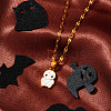 Stainless Steel Enamel Halloween Mummy Pendant Dapped Chain Necklaces EI8911-2