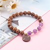 Wood Bead & Stone Bracelet BJEW-JB06104-6