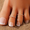 2Pcs 2 Styles Flat Round Brass & Crystal Rhinestone & Iron Cuff Toe Rings WG6514F-01-2