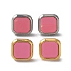 6 Pair 2 Color Square Acrylic Stud Earrings EJEW-A024-03A-2