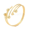 Rack Plating Brass Heart with Round Open Cuff Bangle for Women BJEW-M298-07G-3