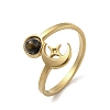 304 Stainless Steel with Natural Tiger Eye Ring RJEW-Z031-01D-02-1