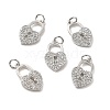 Brass Micro Pave Clear Cubic Zirconia Pendants KK-E068-VB158-3