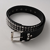 Platinum Square and Star Rivet PU Leather Chain Belts for Jeans AJEW-WH20096-87A-1