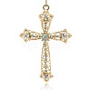 Shining Golden Plated Alloy Rhinestone Cross Big Pendants Necklace Charms RB-J206-28G-1