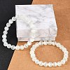 Dyed Natural Selenite Round Beaded Stretch Bracelets for Women G-U005-02J-2