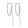 Rertangle Alloy Chain Tassel Stud Earrings for Women Men EJEW-C093-01P-1