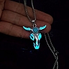 Alloy Ox Head Pendant Necklace with Stainless Steel Chains JN1135C-4