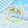 304 Stainless Steel Open Cuff Finger Rings for Women RJEW-B109-07G-02-3