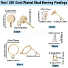 CREATCABIN 30Pcs 3 Style Ring & Flat Round & Round Brass Stud Earrings Findings DIY-CN0002-90-2