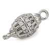 Brass Micro Pave Clear Cubic Zirconia Hollow Oval Connector Charms KK-A230-05A-P-2