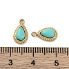 Real 14K Gold Plated 304 Stainless Steel Pave Synthetic Turquoise Teardrop Charms STAS-R005-04G-3