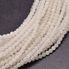 Natural White Jade Round Bead Strands G-G735-08-6mm