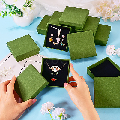 12Pcs Cardboard Paper Jewelry Storage Boxes with Sponge CON-TA0001-43C-1