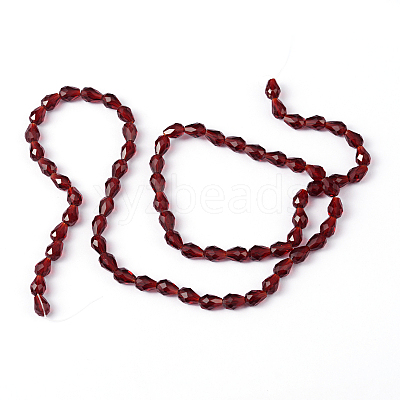 Faceted Drop Glass Bead Strands X-EGLA-E010-5x7mm-06-1