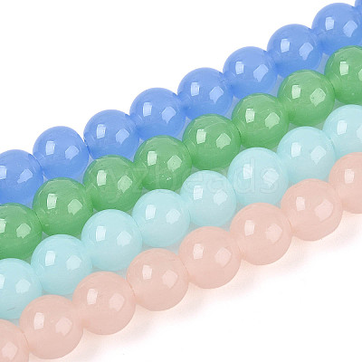 Imitation Jade Glass Beads Strands GLAA-N058-4mm-C01-1