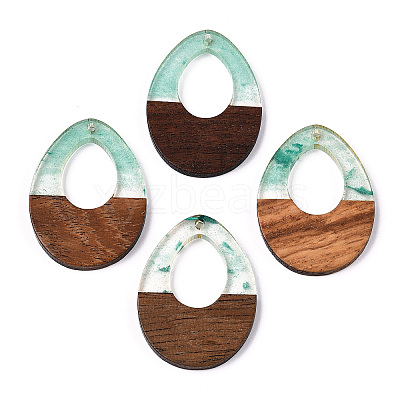 Transparent Resin & Walnut Wood Pendants RESI-ZX017-24-1
