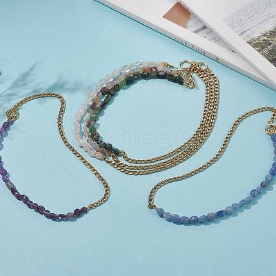 Mixed Natural Gemstone Beaded Necklaces NJEW-JN04156-1