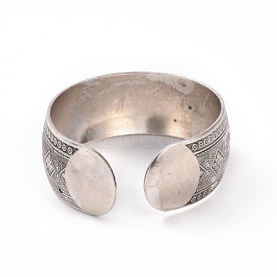 Bohemia Tibetan Style Alloy Thick Open Cuff Bangle for Women BJEW-E002-01AS-05-1