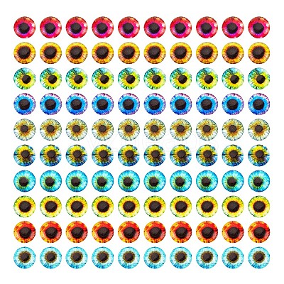 Luminous Eye Printed Glass Cabochons GGLA-PH0001-22A-1