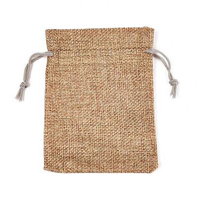 Polyester Imitation Burlap Packing Pouches Drawstring Bags ABAG-R005-9x12-15-1