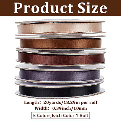 5 Rolls Single Face Polyester Satin Ribbon SRIB-CY0001-38B-1