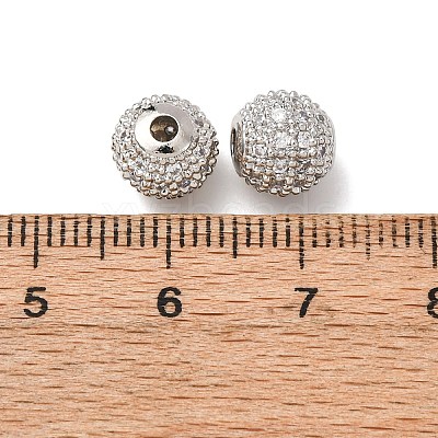 Round Brass Micro Pave Cubic Zirconia Beads ZIRC-N016-01P-8mm-1