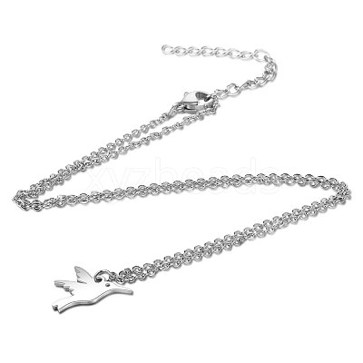 Tarnish Resistant 201 Stainless Steel Pendants Necklaces NJEW-S063-TN129-1-1