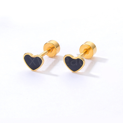201 Stainless Steel Heart Screw Stud Earrings CN3729-6-1