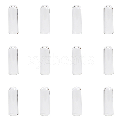 12Pcs Transparent Glass Straw Dustproof Covers AJEW-FG0002-37B-1