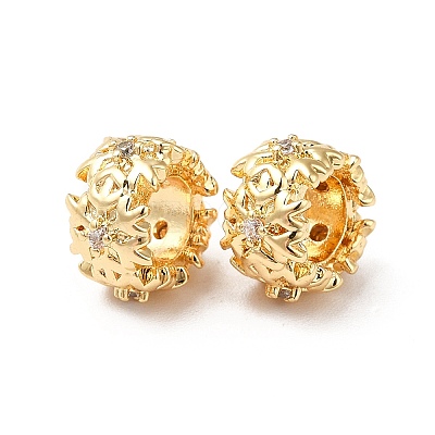 Brass Micro Pave Cubic Zirconia European Beads X-KK-M233-44G-1