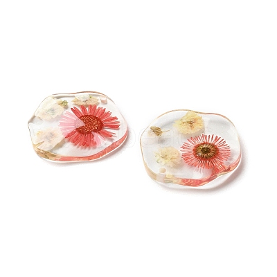 Inner Dried Flower Transparent Resin Pendants LS-RESI-A043-04B-1